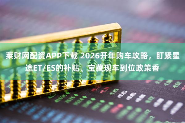 莱财网配资APP下载 2026开年购车攻略，盯紧星途ET/ES的补贴、宝藏现车到位政策香